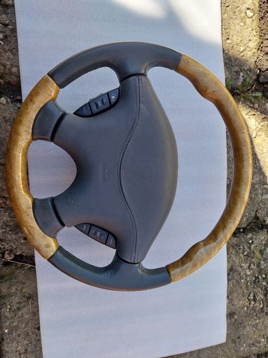 Кожен мултифункционален Махагон(дървен) волан с аербег Ягуар/Jaguar
