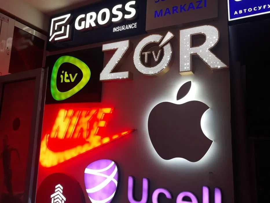 Tashqi reklama banir bukva orakal tablichka