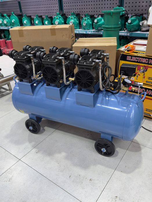 Воздушный компрессор бесшумный 100л / Kompressor 100L 600L/min 8 bar