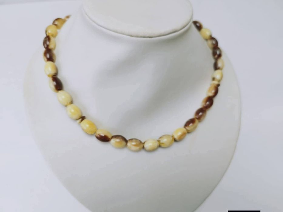 Vechi colier din chihlimbar natural baltic,  bone Amber, argint 925