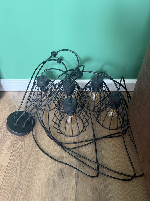 Lustra stil spider Light Home 5 becuri E27, 200cm, LED, Metal, Negru
