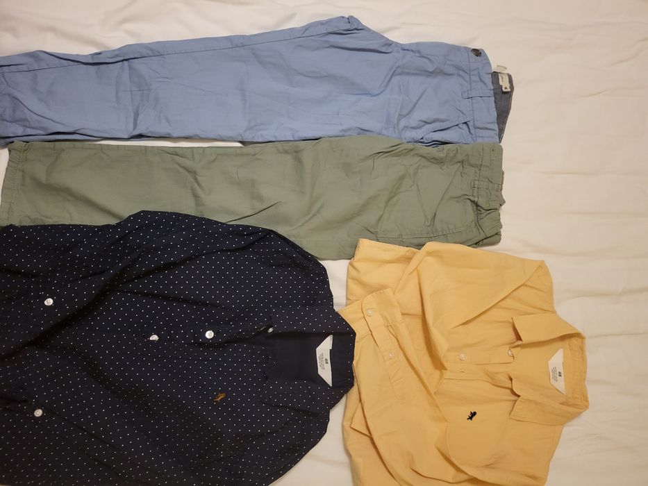 Lot haine scoala: pantaloni twill, camasi, pulovere H&M, C&A, 7-8 ani