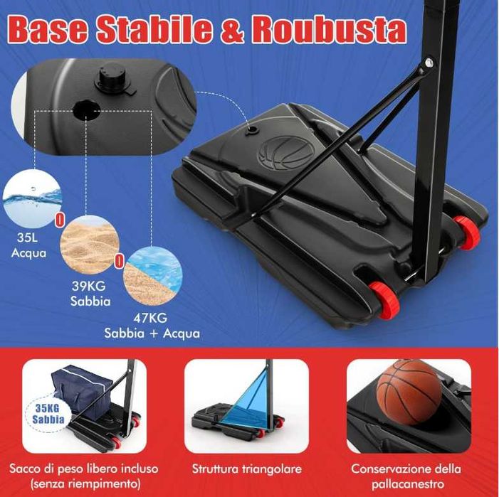 Баскетбольная стойка-210(от 160 до 210) х82х58 см Доставка бесплатно