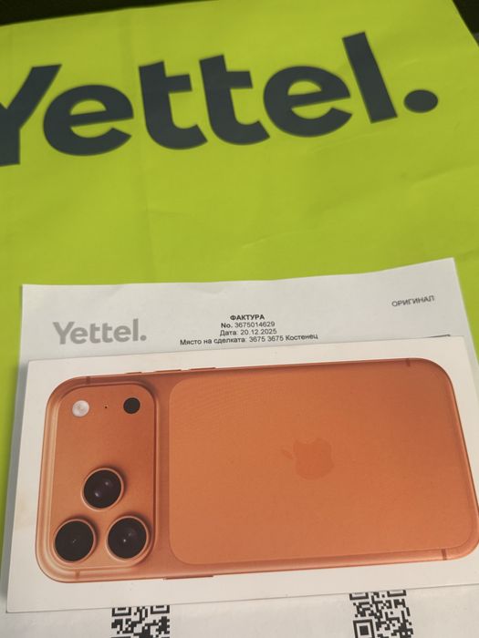 ***ЗАПЕЧАТАН 256GB iPhone 17 Pro Max Yettel Гаранция 2028 CosmicOrange