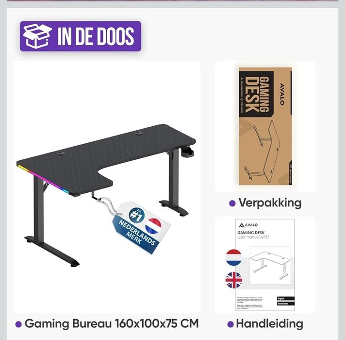 Gaming Desk L-Shape carbon fiber