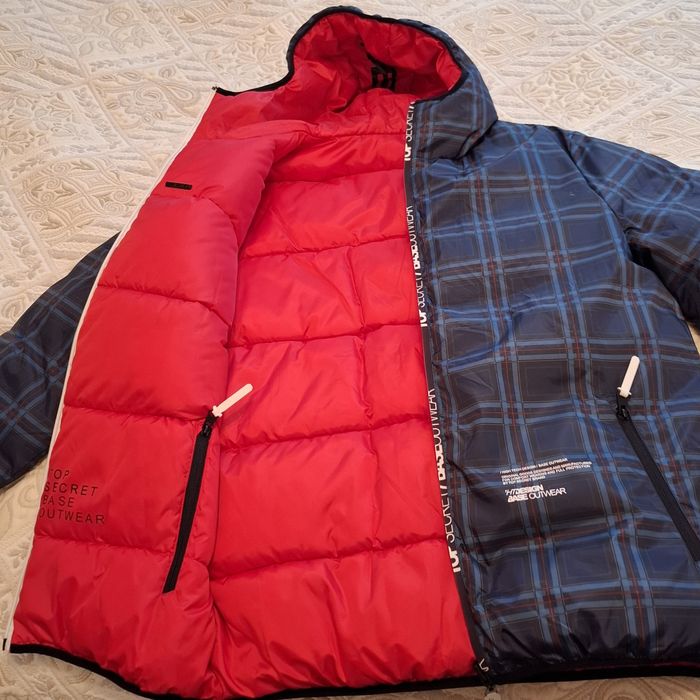 Модерно мъжко зимно яке с две лица и качулка