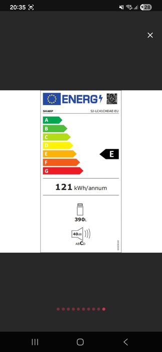 Frigider cu o usa SHARP SJ-LC41CHDAE-EU, No Frost, 390 l, H 186 cm