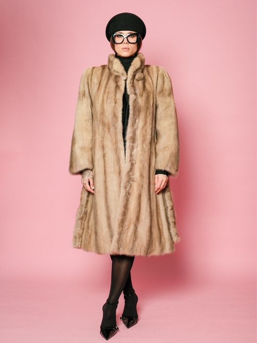 Haina lunga din blana naturala de vizon gri