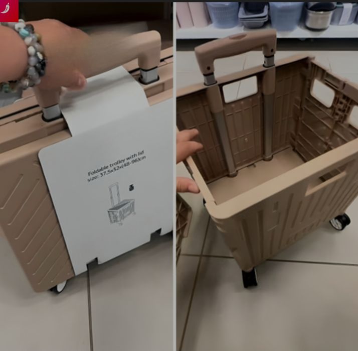 Сгъваема количка с капак за пазаруване с телескопична дръжка