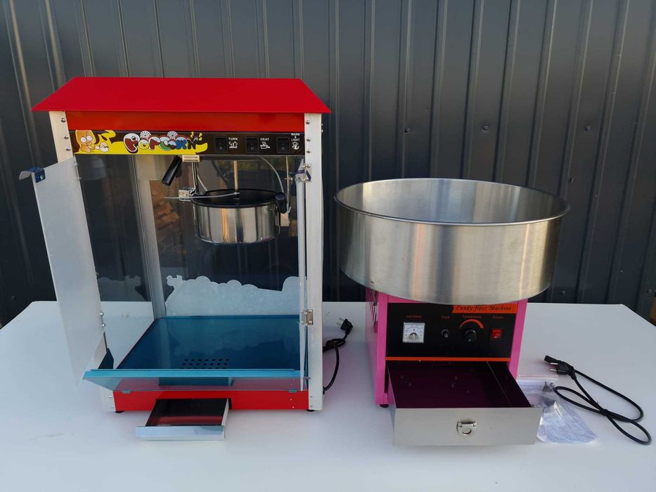 Aparat electric  pentru popcorn, 1.44 kW, roșu-argintiu, capac negru