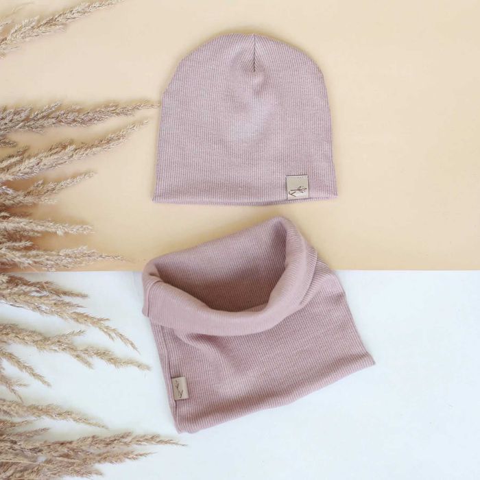 Set căciulă și fular tip guler, Verde, Roz prafuit si galben, 2-7 luni