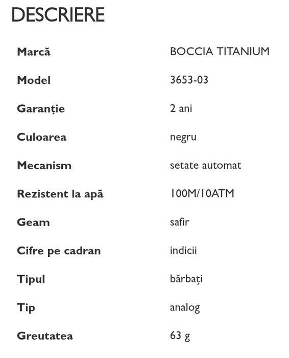 Vand ceas boccia automatic 3653-03