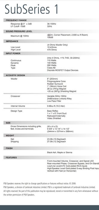 Pret PROMO  set boxe B&W 600i si subwoofer activ PSB