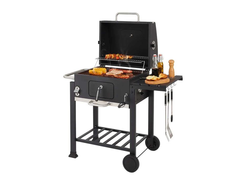 Барбекю на дървени въглища с колела за градината Grillmaster