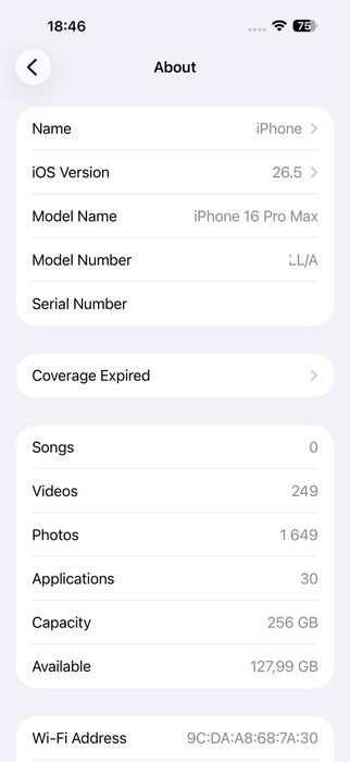 Iphone 16 pro max 256
