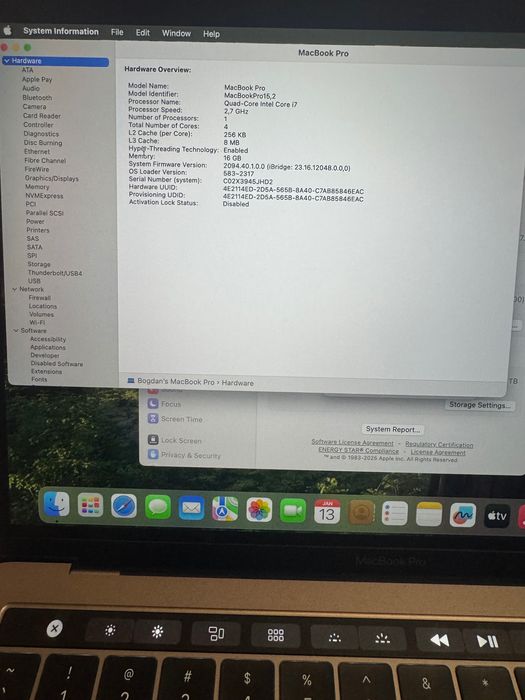 MacBook Pro 2018 1Tb SSD 16gb RAM i7 2.7GHz baterie noua, originala