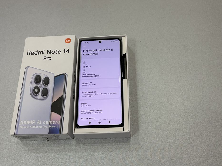 Xiaomi Redmi Note 14 Pro, 256 gb, 8 gb ram, 5G, Black, nou la cutie