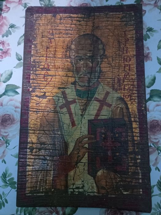 Icoana bizantina pictata pe lemn foarte veche