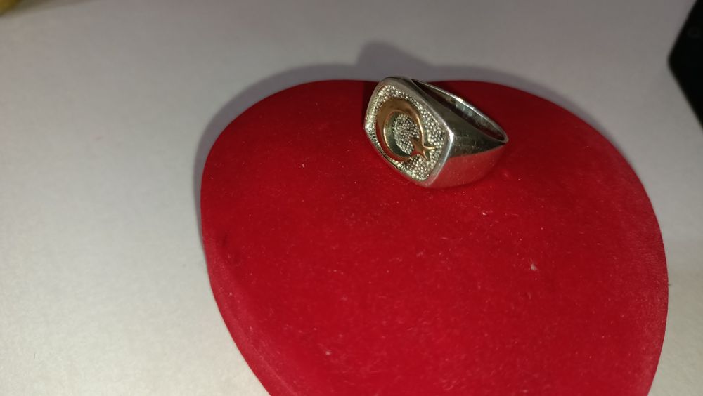 Кольцо серебро, золотые вставки