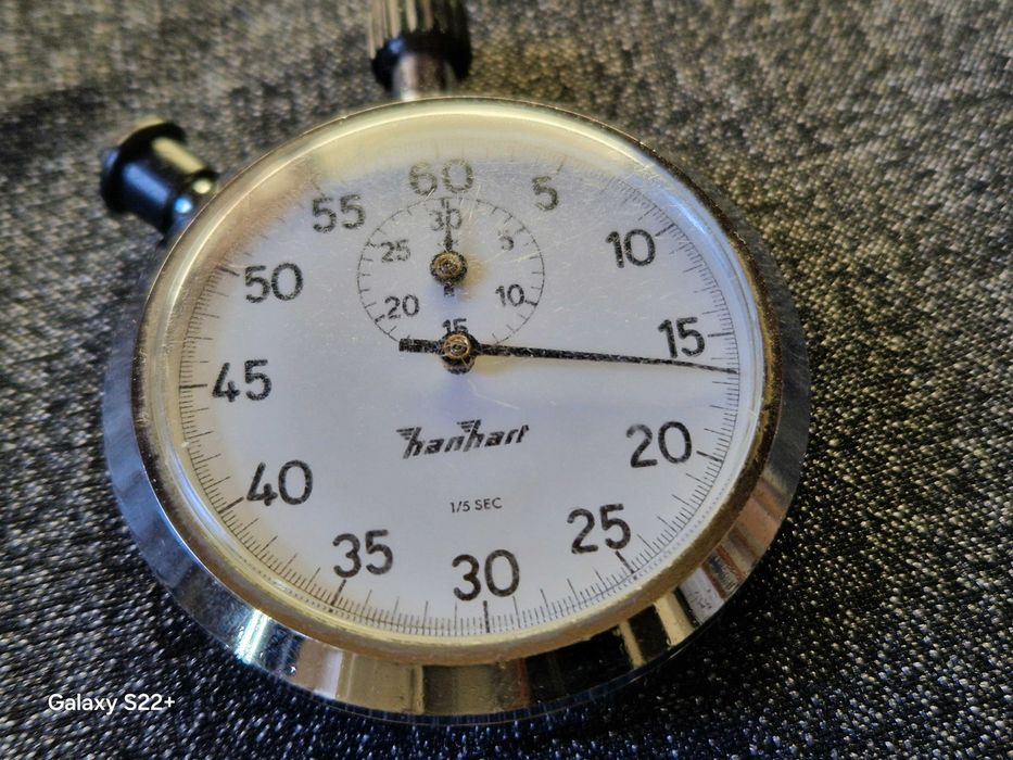 Стар Механичен Джобен Хронометър Hanhart 1/5sec