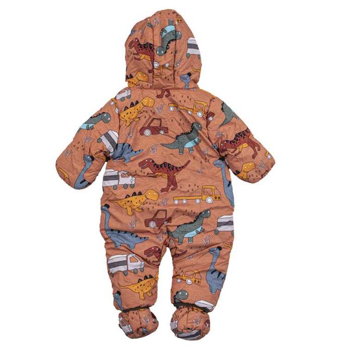 Бебешки ескимос с обръщащи се ръкави и терлички "Дино" в оранжево