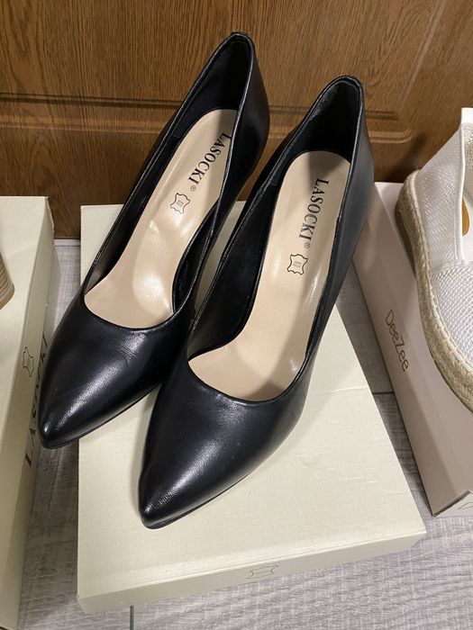 Lasotski обувки естествена кожа на ток, сандали, еспадрили 40 номер