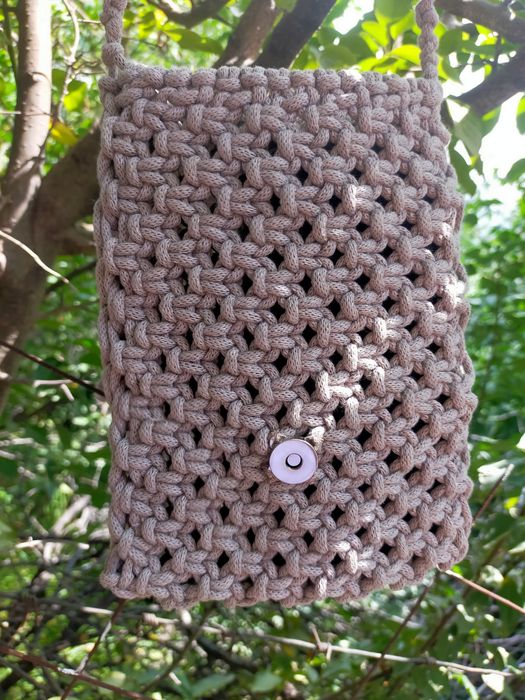 Сумочка для телефона в стиле макраме