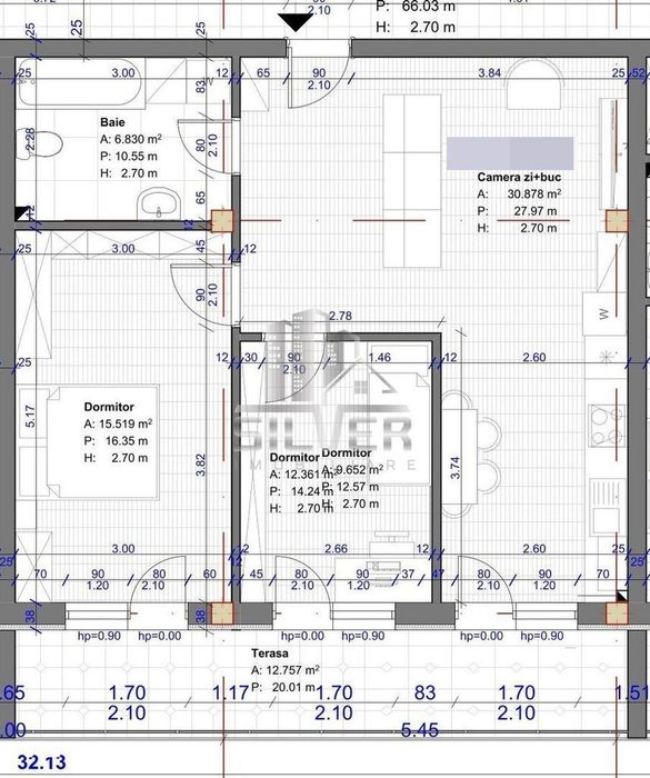 Apartament cu 3 camere+terasa de 13 mp/TVA INCLUS.