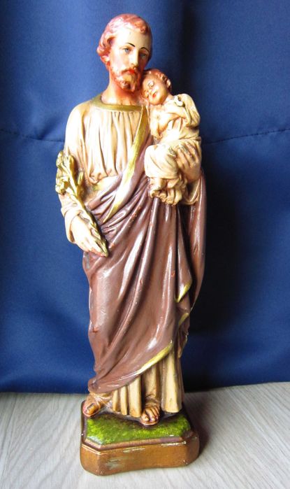 cadou deosebit  rar Sf.Iosif cu pruncul Isus Franta 1950 handmade,31cm
