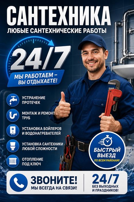 Сантехник Шымкент. Чистка канализация. Сантехник 24/7