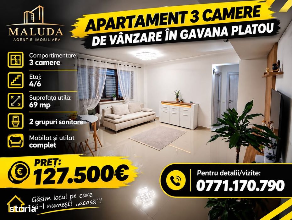 Ap. 3 cam. de vanzare in Gavana Platou-Maluda Imobiliare — fotografia 1