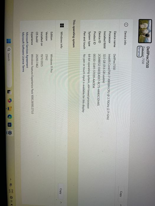 Dell Precision 7550 i7 32GB RAM, NVidia T1000