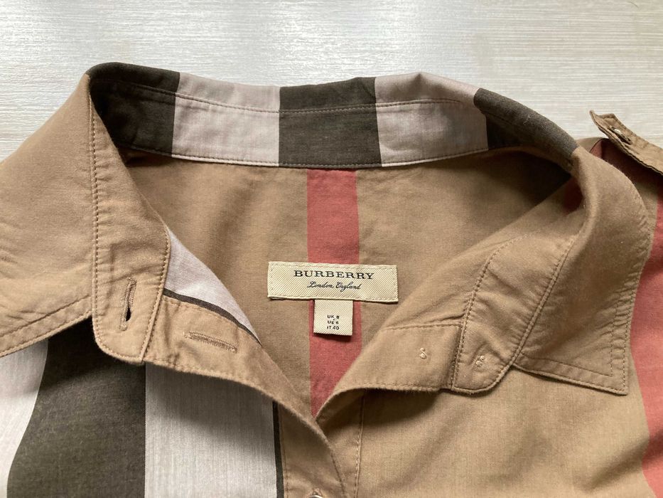 Burberry KELSY BROWN CHECK COTTON BELTED DRESS женска рокля размер UK8 IT40 / S