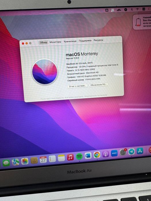 Apple Macbook Air 2017 SSD 128GB ОЗУ 8GB