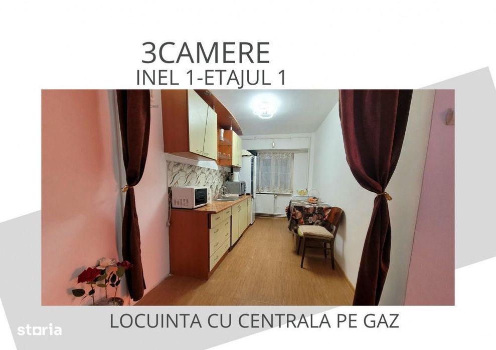 Apartament confortabil si racoros, 3 camere cu centrala pe gaz, Inel I