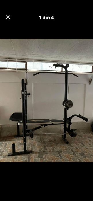 Vând aparat multifuncțional cu gantere și bări