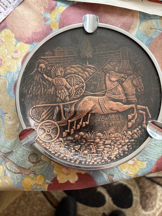 Ретро стъклен пепелник Corfu – Гърция, винтидж, перфектен