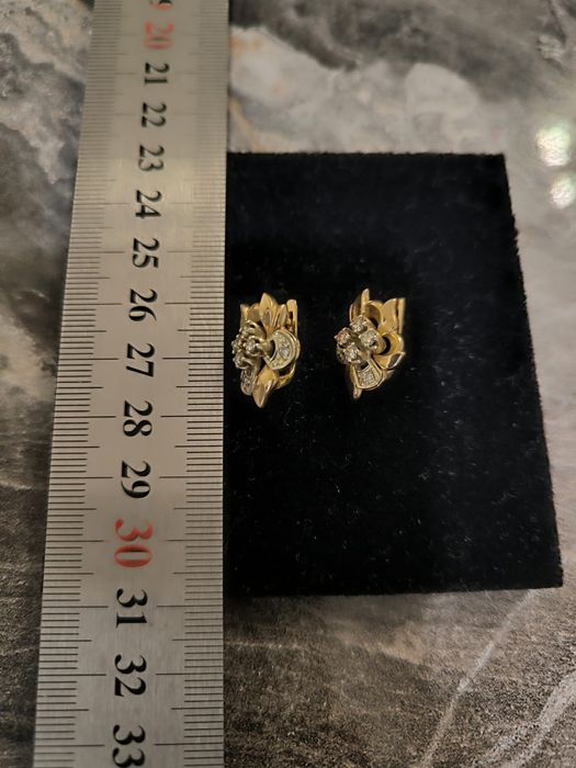 Золотые серьги с Бриллиантами 585 проба СССР