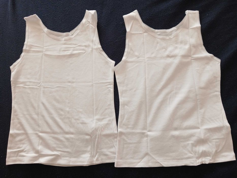 Лот от нови бели потници за момиче-7-8г