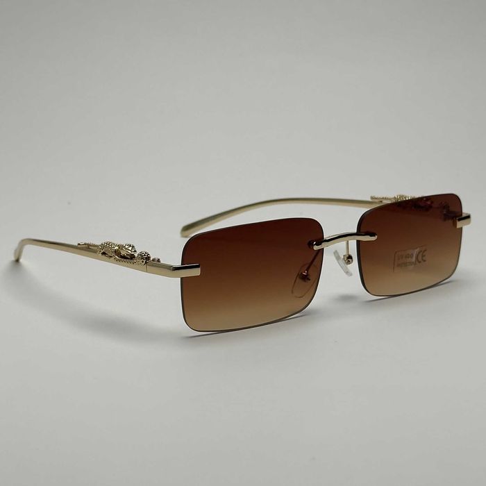 Правоъгълни Слънчеви Очила CARTIER Кафяви , черни Унисекс UV400 CE