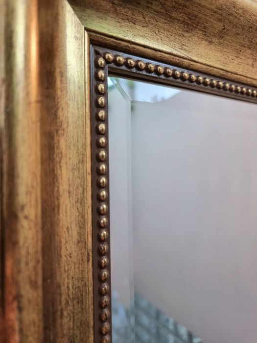 Oglindă masiva Miralite Saint Gobain  ramă lemn gold vintage