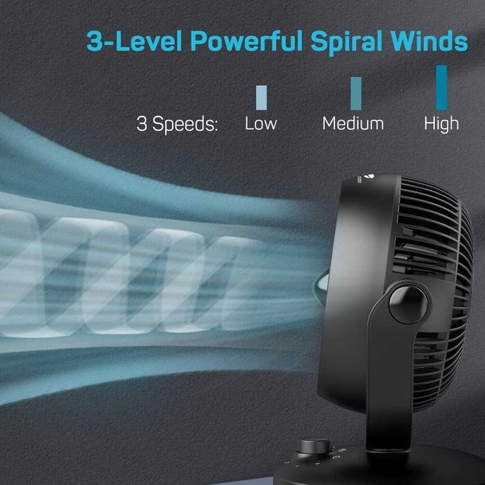 Ventilator de masă silențios 28dB cu recirculare 70° Oscilație