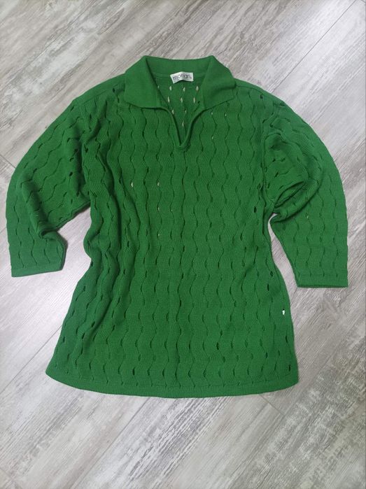 Зелен ажурен дамски пуловер
