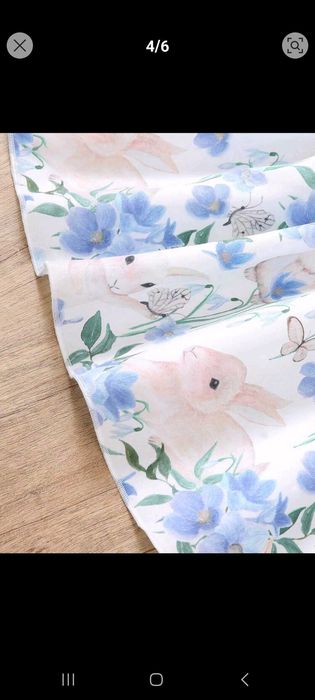 Детска рокля на зайчета, синя