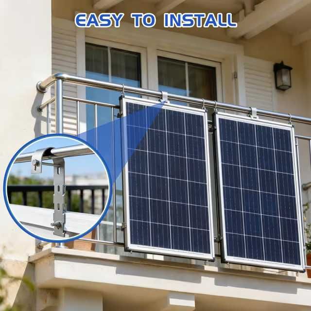 Cârlige de montare panou solar balcon din oțel inoxidabil pentru balustrade și acoperișuri plate – argintiu