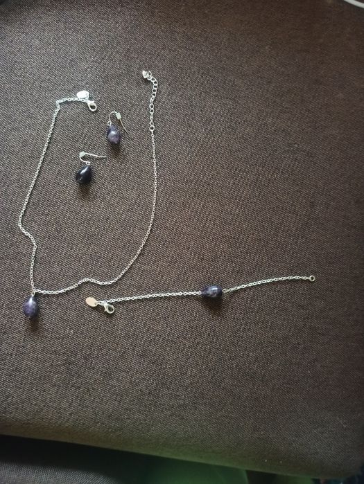 Set superb inox Nou cu piatra ametist