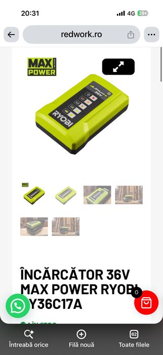 Ryobi-Încărcător 36V MAX POWER