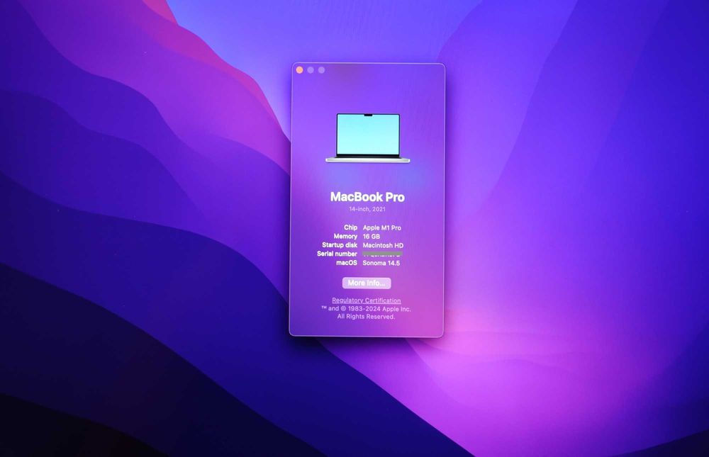 КАТО НОВ: MacBook Pro 14", M1 Pro, 10-CPU, 16-GPU, 16GB RAM, 1TB SSD