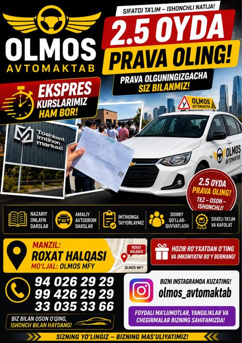 Ekspress kurs  Rohat Olmos Yangi obod avtomaktab