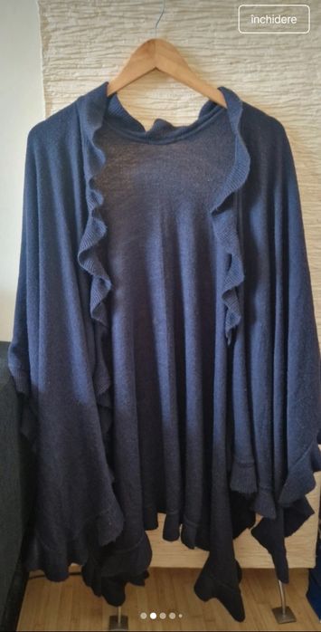 Poncho, negru- bleumarin, mărime universala